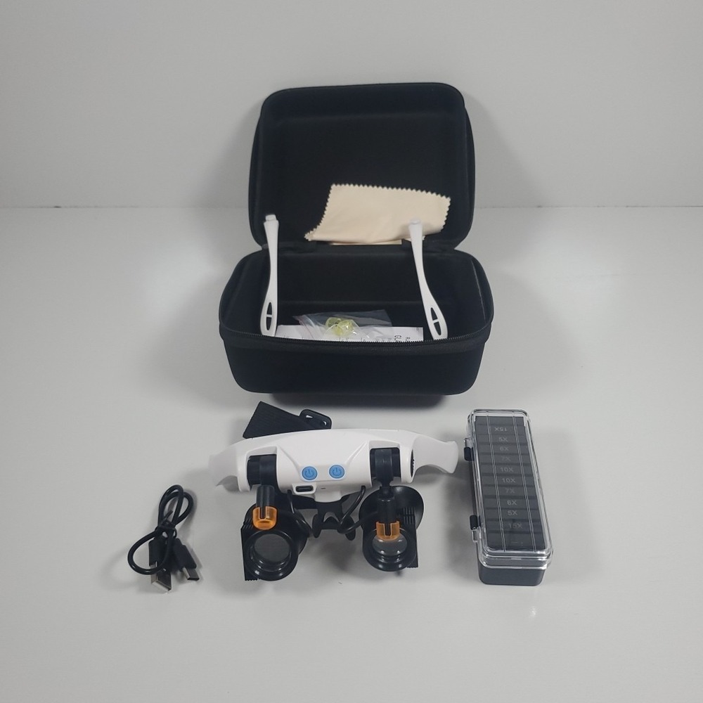 Rechargeable Headband Magnifying Glasses with Light for‎ Jewellers Watch Repair